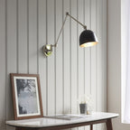 Lehal Modern Swing Arm Wall Light In Polished Nickel And Matt Black Finish 93431