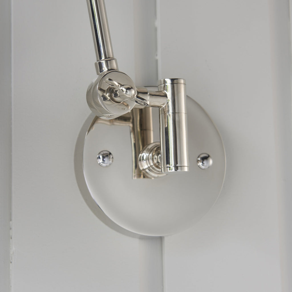 Lehal Modern Swing Arm Wall Light In Polished Nickel And Matt Black Finish 93431