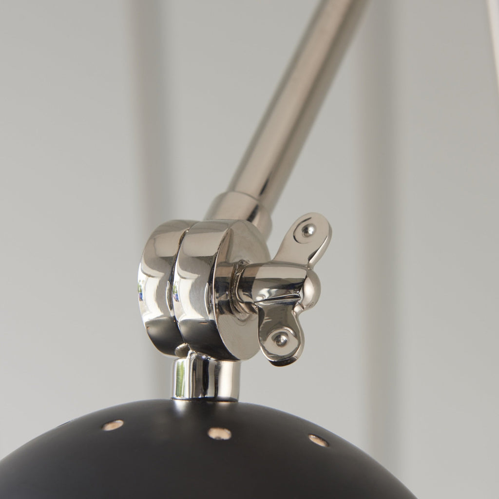 Lehal Modern Swing Arm Wall Light In Polished Nickel And Matt Black Finish 93431