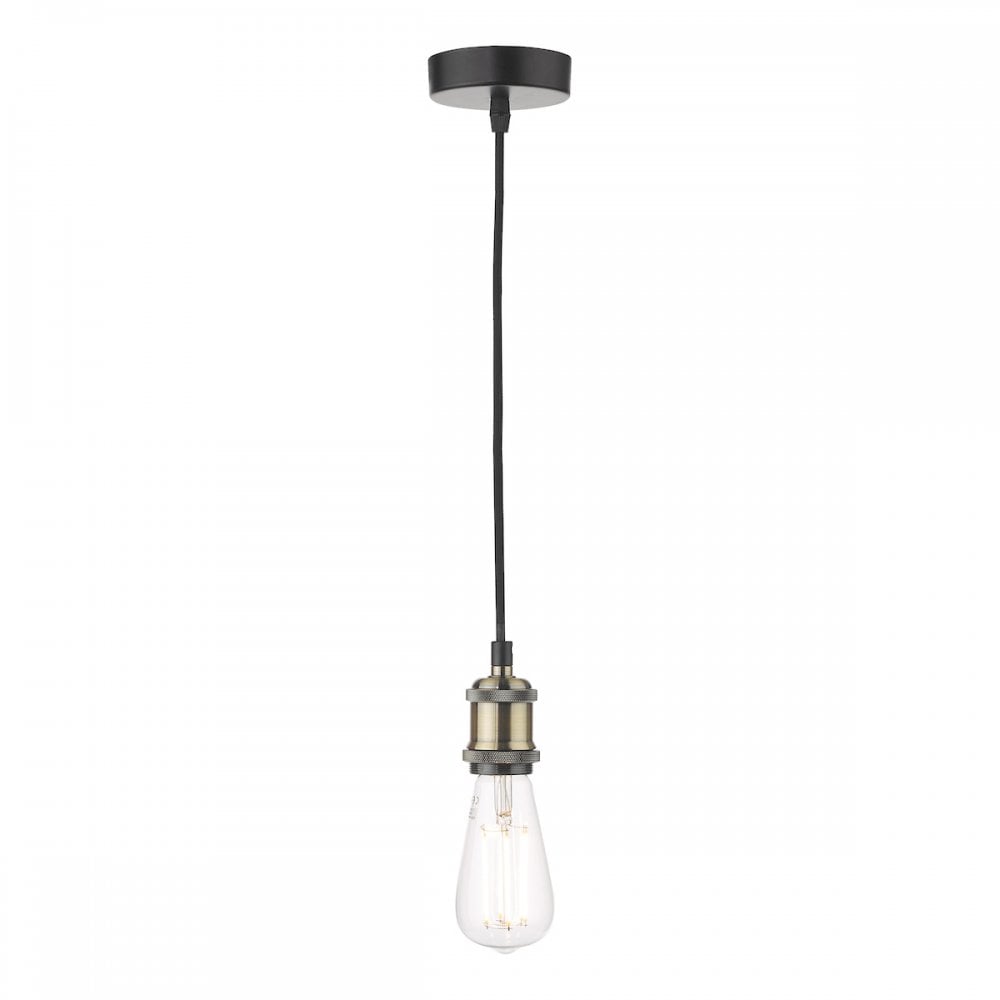 Waco Single Ceiling Pendant Suspension In Antique Brass And Matt Black Finish WAC0175