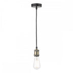 Waco Single Ceiling Pendant Suspension In Antique Brass And Matt Black Finish WAC0175