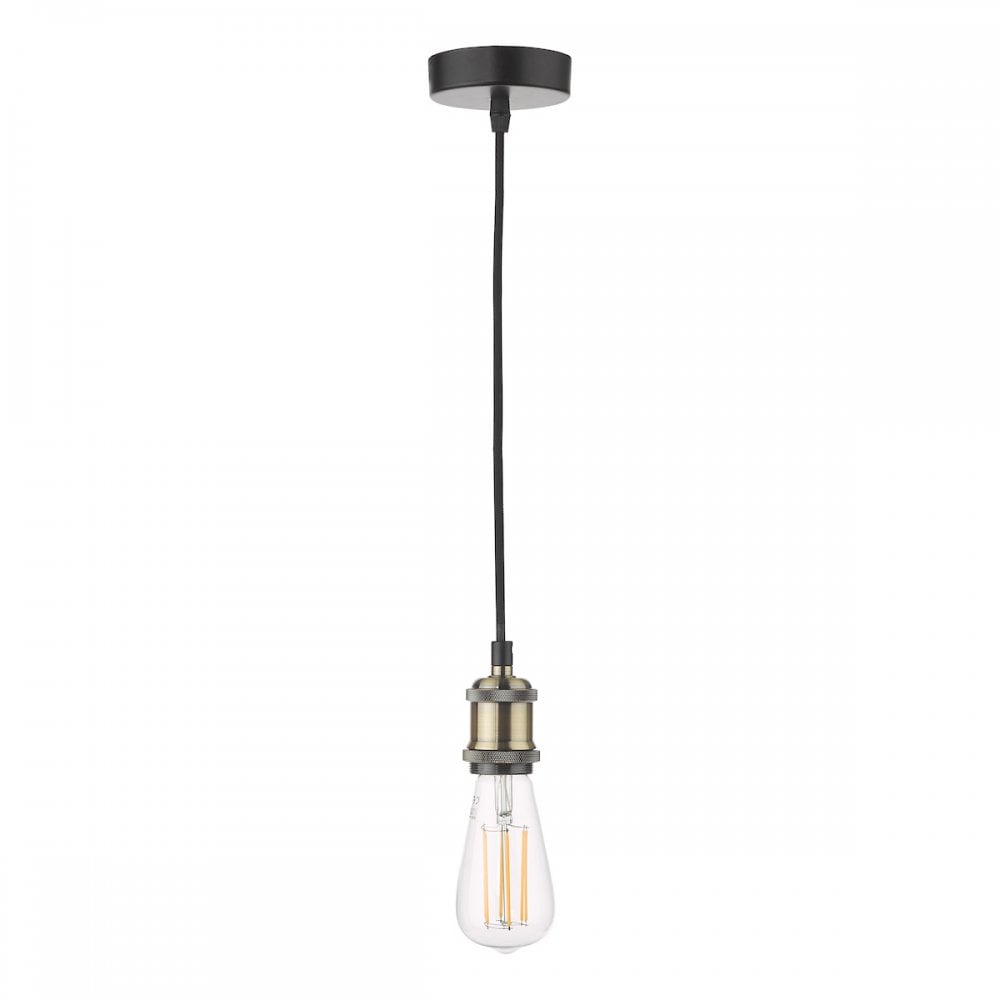 Waco Single Ceiling Pendant Suspension In Antique Brass And Matt Black Finish WAC0175