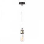 Waco Single Ceiling Pendant Suspension In Antique Brass And Matt Black Finish WAC0175