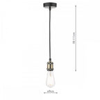 Waco Single Ceiling Pendant Suspension In Antique Brass And Matt Black Finish WAC0175