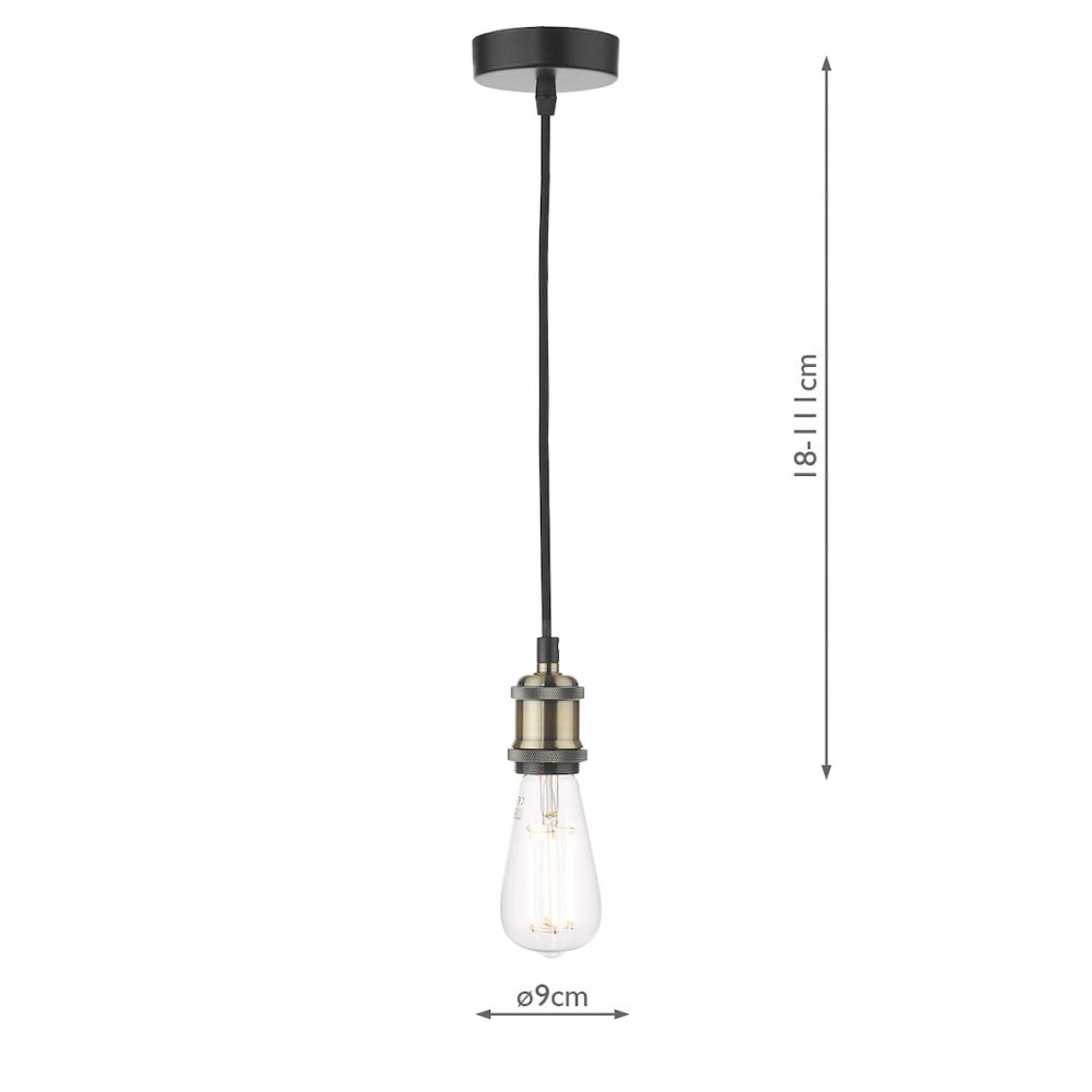 Waco Single Ceiling Pendant Suspension In Antique Brass And Matt Black Finish WAC0175