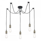 Waco 5 Light Ceiling Pendant Suspension In Antique Brass And Matt Black Finish WAC0575