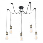 Waco 5 Light Ceiling Pendant Suspension In Antique Brass And Matt Black Finish WAC0575
