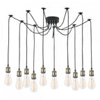 Waco 10 Light Ceiling Pendant Suspension In Antique Brass And Matt Black Finish WAC2375