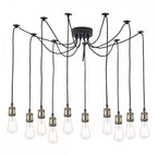 Waco 10 Light Ceiling Pendant Suspension In Antique Brass And Matt Black Finish WAC2375
