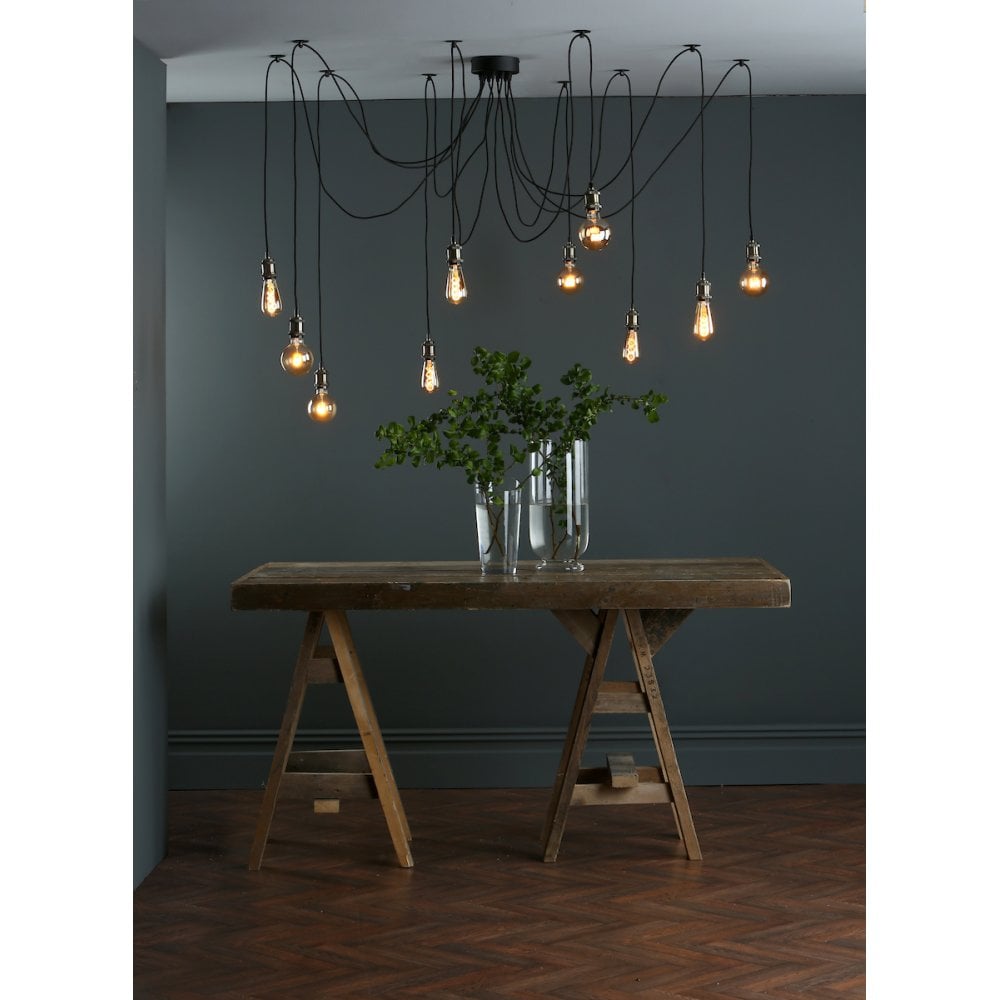 Waco 10 Light Ceiling Pendant Suspension In Antique Brass And Matt Black Finish WAC2375