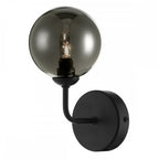 Feya Single Wall Light In Matt Black Finish With Smoked Glass Shade FEY0722-01