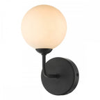 Feya Single Wall Light In Matt Black With Opal Glass Shade FEY0722-02