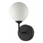 Feya Single Wall Light In Matt Black With Opal Glass Shade FEY0722-02