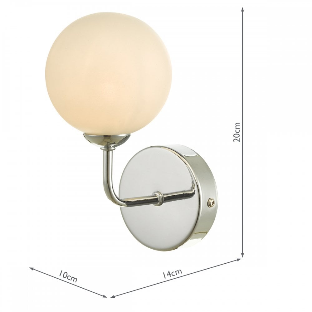 Feya Single Wall Light In Polished Chrome With Opal Glass Shade FEY0750-02