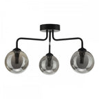 Feya 3 Light Semi Flush Ceiling In Matt Black With Smoked Glass Shades FEY0322-01