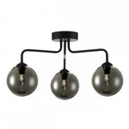 Feya 3 Light Semi Flush Ceiling In Matt Black With Smoked Glass Shades FEY0322-01