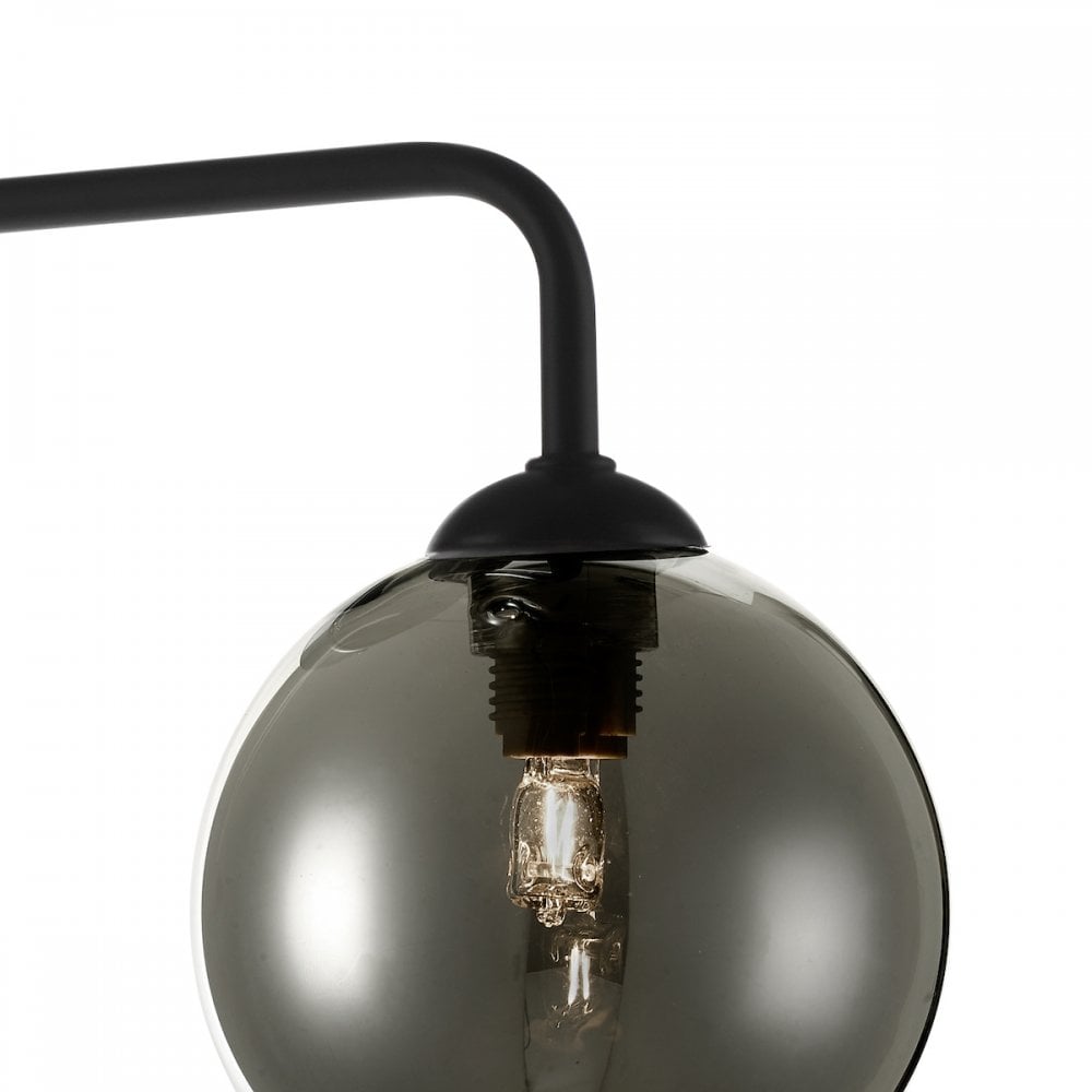 Feya 3 Light Semi Flush Ceiling In Matt Black With Smoked Glass Shades FEY0322-01