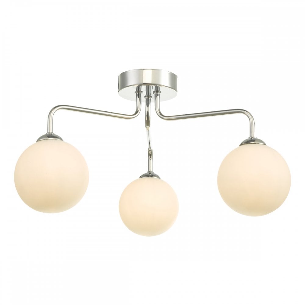 Feya 3 Light Semi Flush Ceiling In Polished Chrome With Opal Glass Shades FEY0350-02