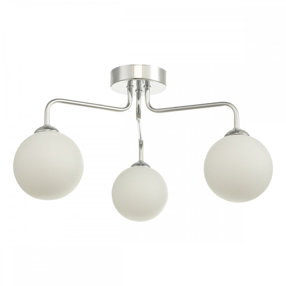 Feya 3 Light Semi Flush Ceiling In Polished Chrome With Opal Glass Shades FEY0350-02