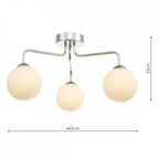 Feya 3 Light Semi Flush Ceiling In Polished Chrome With Opal Glass Shades FEY0350-02