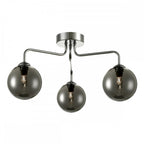Feya 3 Light Semi Flush Ceiling In Polished Chrome With Smoked Glass Shades FEY0350-01