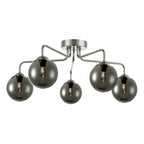 Feya 5 Light Semi Flush Ceiling Light In Polished Chrome With Smoked Glass FEY0550-01