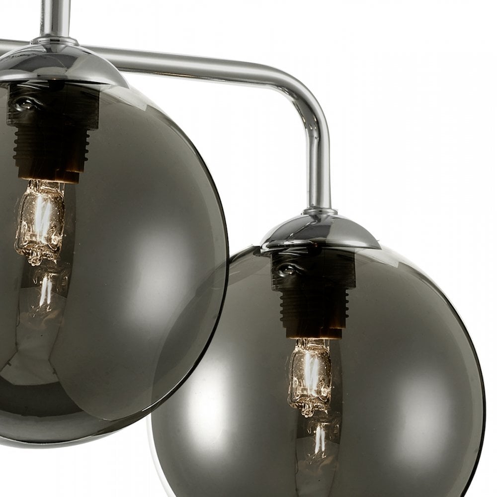 Feya 5 Light Semi Flush Ceiling Light In Polished Chrome With Smoked Glass FEY0550-01