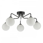 Feya 5 Light Semi Flush Ceiling Light In Matt Black With Opal Glass FEY0522-02