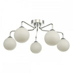 Feya 5 Light Semi Flush Ceiling Light In Polished Chrome With Opal Glass FEY0550-02