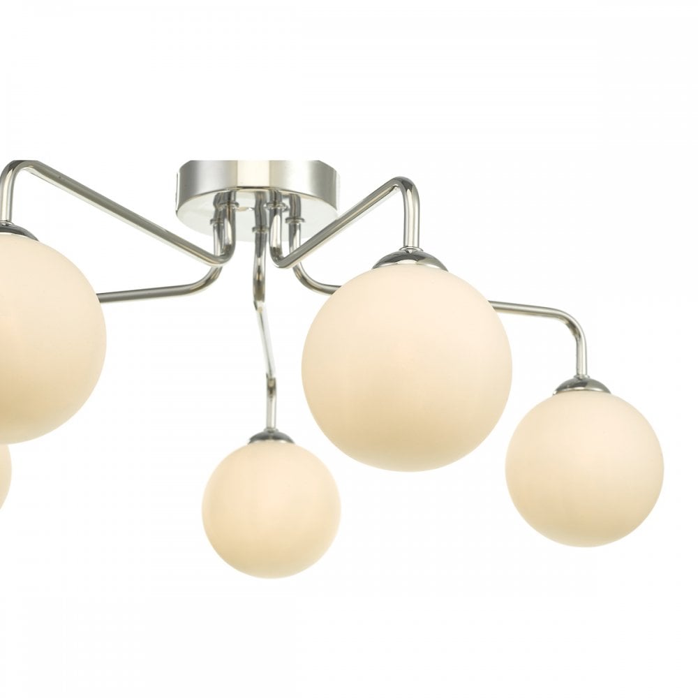 Feya 5 Light Semi Flush Ceiling Light In Polished Chrome With Opal Glass FEY0550-02