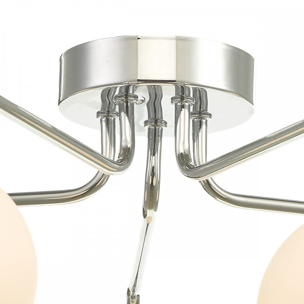 Feya 5 Light Semi Flush Ceiling Light In Polished Chrome With Opal Glass FEY0550-02