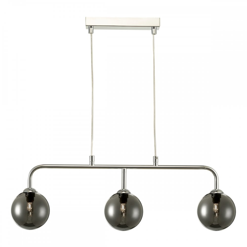 Feya 3 Bar Ceiling Light In Polished Chrome With Smoked Glass FEY6250-01