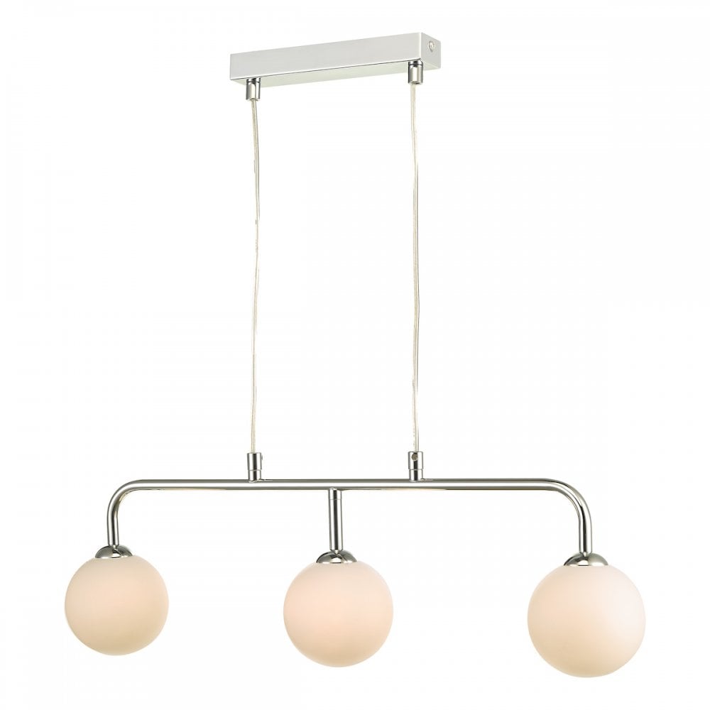 Feya 3 Bar Ceiling Light In Polished Chrome With Opal Glass FEY6250-02