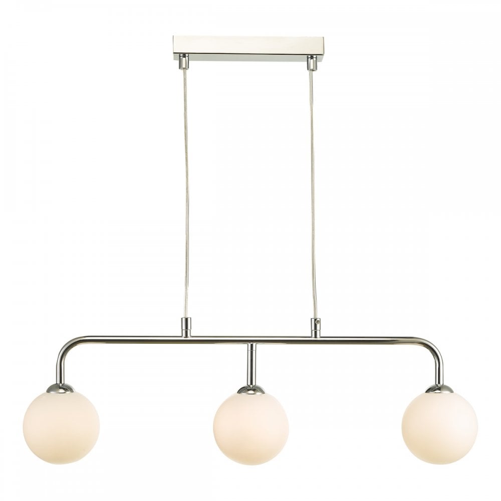 Feya 3 Bar Ceiling Light In Polished Chrome With Opal Glass FEY6250-02