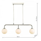 Feya 3 Bar Ceiling Light In Polished Chrome With Opal Glass FEY6250-02