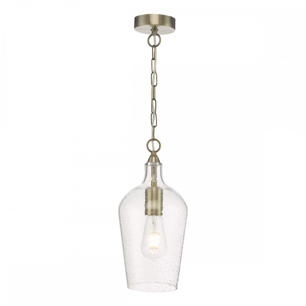 Nida Ceiling Pendant Light In Antique Brass Finish With Glass Shade NID0175