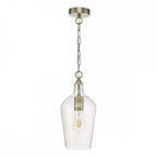 Nida Ceiling Pendant Light In Antique Brass Finish With Glass Shade NID0175