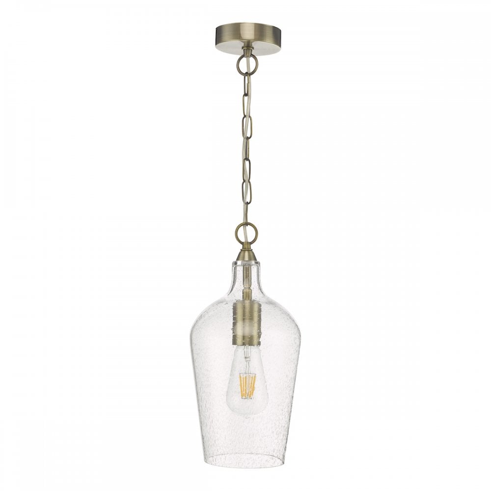 Nida Ceiling Pendant Light In Antique Brass Finish With Glass Shade NID0175