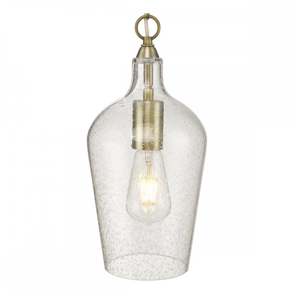 Nida Ceiling Pendant Light In Antique Brass Finish With Glass Shade NID0175