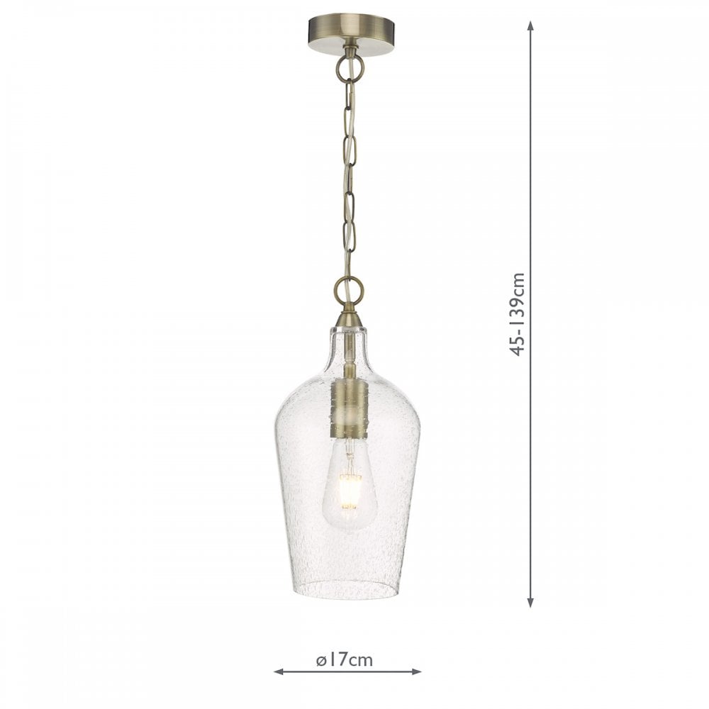 Nida Ceiling Pendant Light In Antique Brass Finish With Glass Shade NID0175