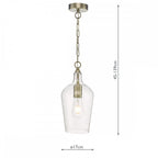 Nida Ceiling Pendant Light In Antique Brass Finish With Glass Shade NID0175