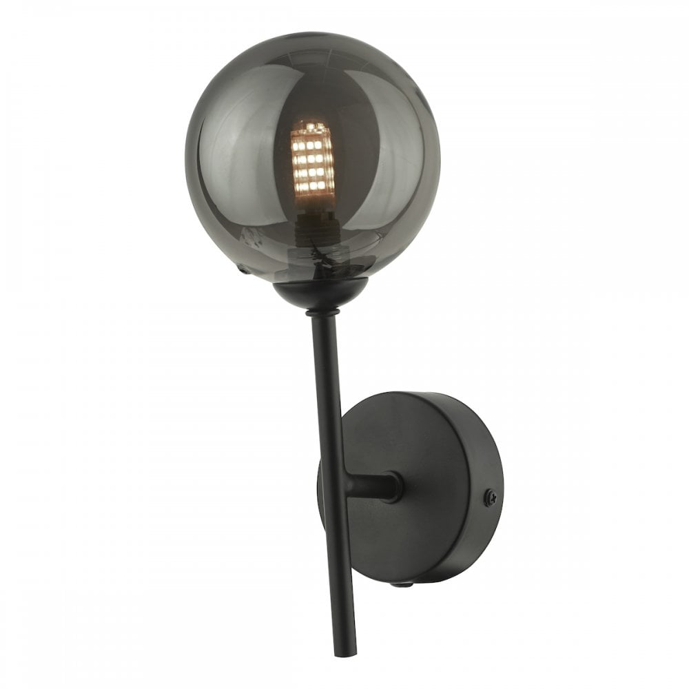 Cohen Modern Wall Light In Matt Black Finish With Smoked Glass Shade COH0722-01