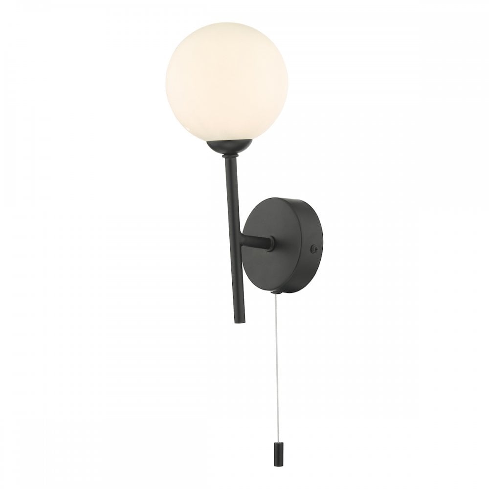 Cohen Modern Wall Light In Matt Black Finish With Opal Glass Shade COH0722-02