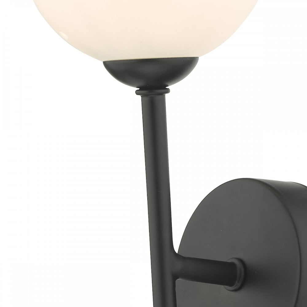 Cohen Modern Wall Light In Matt Black Finish With Opal Glass Shade COH0722-02
