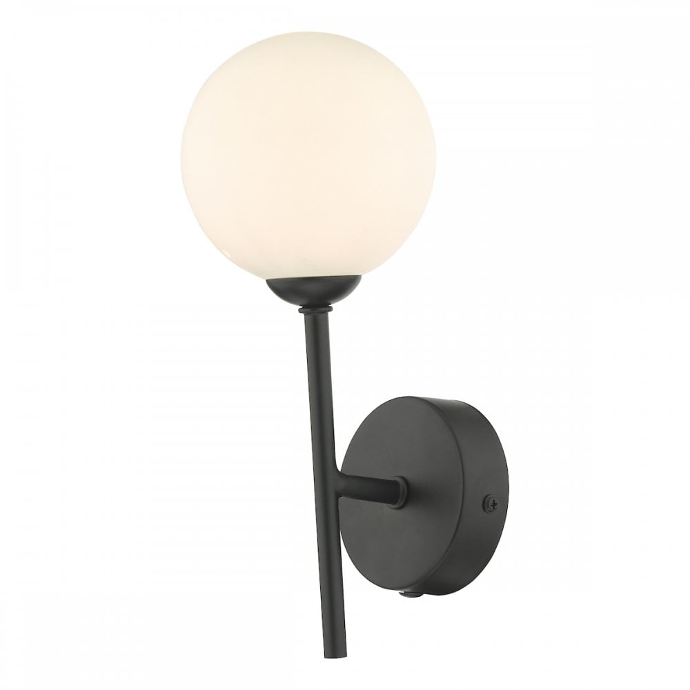 Cohen Modern Wall Light In Matt Black Finish With Opal Glass Shade COH0722-02