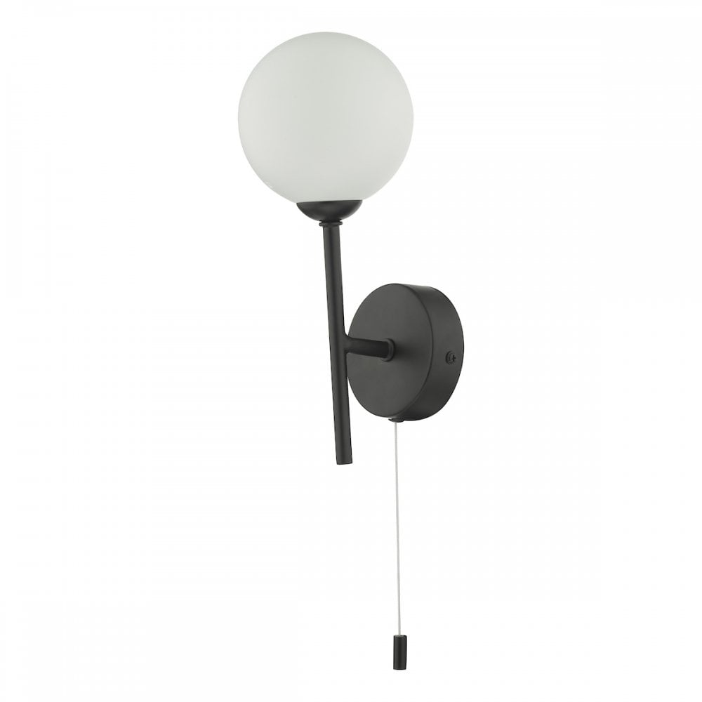 Cohen Modern Wall Light In Matt Black Finish With Opal Glass Shade COH0722-02