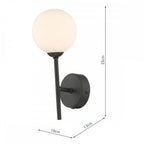 Cohen Modern Wall Light In Matt Black Finish With Opal Glass Shade COH0722-02