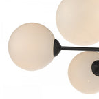 Cohen Modern 7 Light Semi Flush Fitting In Matt Black With Opal Glass Shades COH3422-02