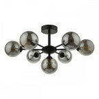 Cohen Modern 7 Light Semi Flush Fitting In Matt Black With Smoked Glass Shades COH3422-01