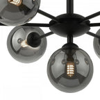 Cohen Modern 7 Light Semi Flush Fitting In Matt Black With Smoked Glass Shades COH3422-01